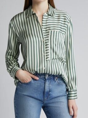 Rails Spencer silk Striped Button-Down Shirt size large